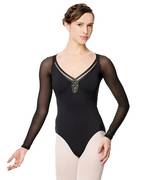 Mesh Long Sleeve Leotard Viviane