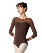 3/4 Sleeve Mesh Leotard Iris