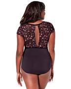 Ornate Romance Fascination Short Sleeve Mesh Leotard