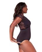 Ornate Romance Fascination Short Sleeve Mesh Leotard