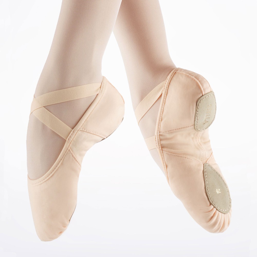 Ballet Dance Shoes Full Sole Pointe Shoes Soft Pumps With Crossed Elastics 
