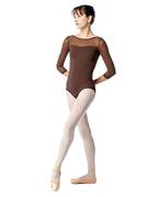 3/4 Sleeve Mesh Leotard Iris