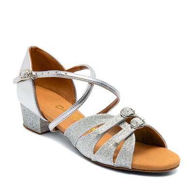 Girls Dancesport Shoes DANSPORT | Girls G1014 Silver Glitter G1014-Silver